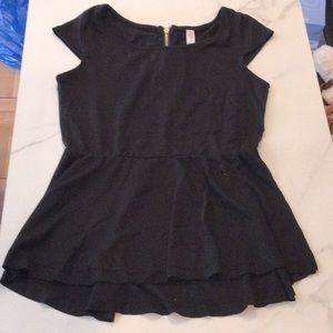 Xhilaration black peplum tee shirt, XS